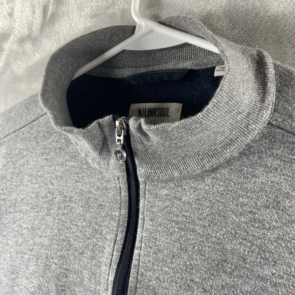 Linksoul Sweater Mens XL 1/4 Zip Mock Neck Pullover Lightweight Gray Golf Casual